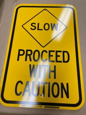 BRADY 124488 12 x 18'' ''SLOW PROCEED WITH CAUTION'' ALUMINUM TRAFFIC SIGN
