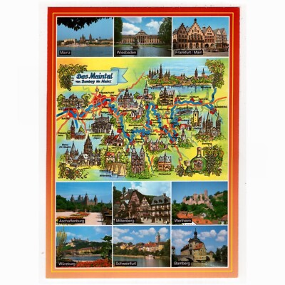 Postcard ''The Maintal'' (Bamberg to Mainz) with a map