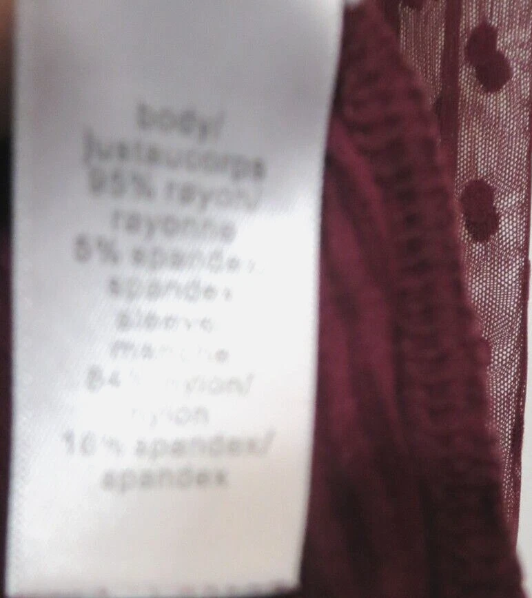 Camisa Maurices para mujer mediana roja borgoña suéter como mangas transparentes a lunares Foto 4 de 4