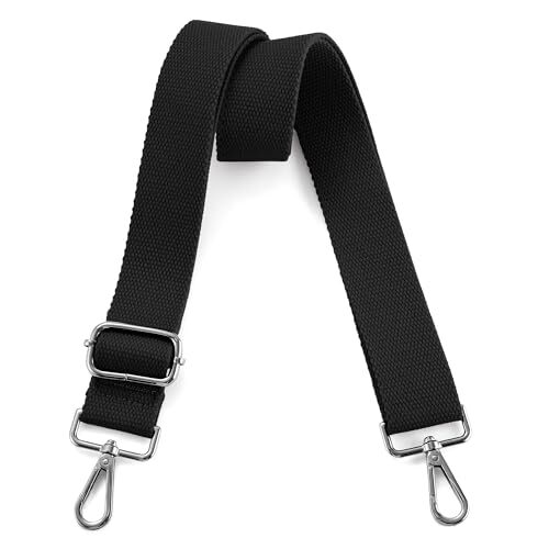 Wide Purse Strap Replacement Crossbody Shoulder Bag, Universal Gunmetal - Black