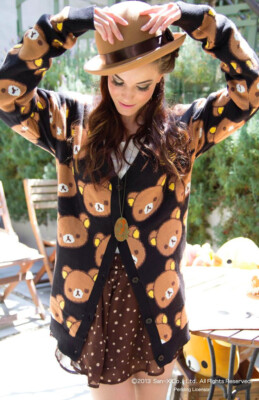 JapanLa for Rilakkuma - Brown Cardigan Size S NEW Y2K Japan Cute Kawaii Sanrio