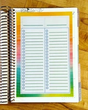 To Do Check List Notes Dashboard Insert 4 use with ErinCondren A5 Coil Spiral~