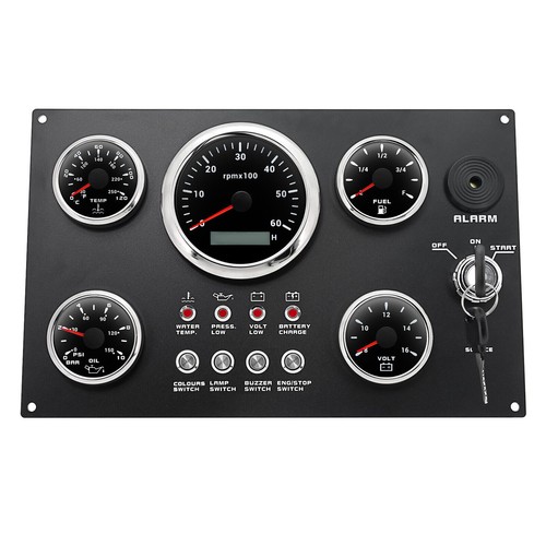 5 Gauge Set with Instrument Panel 0-6000RPM 7 Colors LED For Marine Boat Yacht - Picture 5 of 13
