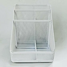 Made By Design 5-section Mesh Medium Desktop Desk Organizer White, 7" X 7" X 6"