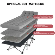 Begonia.K Camping Cots w/Carry Bag & 2-Layer Corduroy Mattress Sleeping Nap Bed