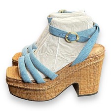 Sam Edelman Trianna Strappy Espadrille Platform Sandals Women's Sz 8.5 Blue