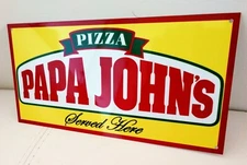 Papa John's Johns Pizza Sign .. restaurant fast food .. FREE shipping on any 8+ 