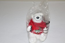 Coca-Cola Polar Bear Bean Bag Plush in Sweater w/ Coke Bottle 1997 NEW in BAG