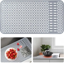 Silicone Sink Mat, Kitchen Sink Protector, DIY Drain Hole, Farmhouse Protector