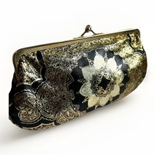 Vintage Florentine Leather Coin Purse Gold Gilt Wallet Black Gold