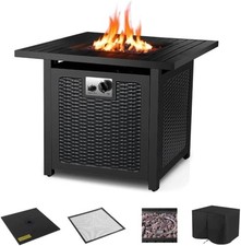 Gas Feuerstelle Gaskamin Feuertisch mit Wasserfesthülle Lavasteinen 72,5cm