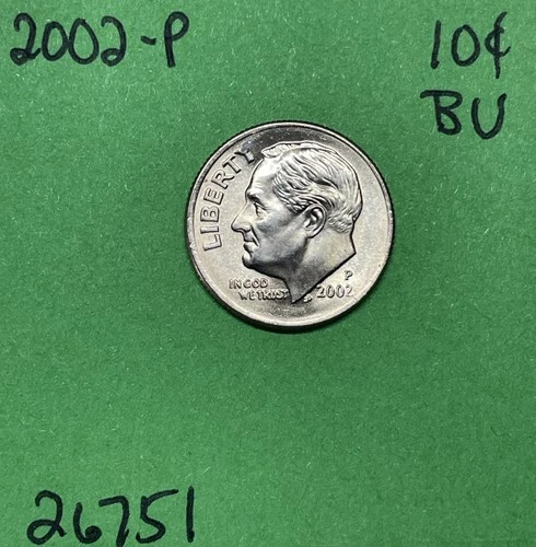 2002-P Roosevelt Dime 10c Gem BU Uncirculated US Coin See Pics