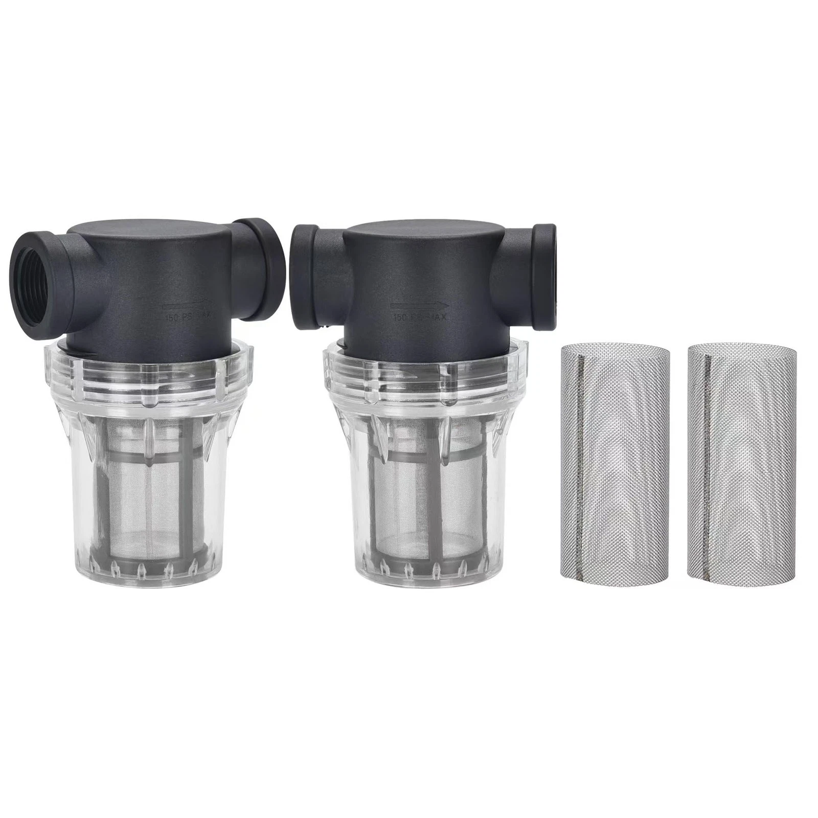 2 Pcs Water Filter, Twist-On Pipe Strainer, Nylon PA66 cover, PC bowl with 40...