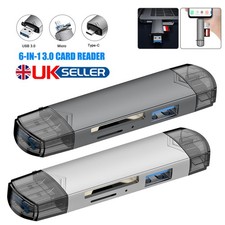 6-in-1 USB 3.0 Type C Micro Card Reader 5Gbps SD TF OTG for Phone Laptop PC New