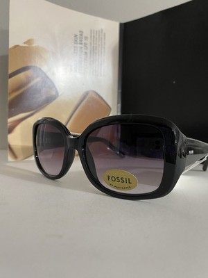 Fossil Women Square Sunglasses, Black, UV Protected