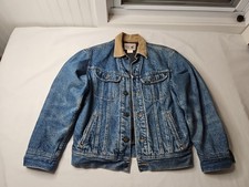 Vintage USA 70's Lee Storm Rider Blanket Lined Denim Jacket Size S Cord Collar