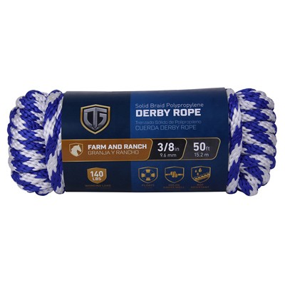 Polypropylene Derby Rope, Braided, Smooth, Blue, 3/8 In. x 50 Ft. - 643761