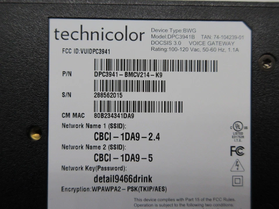 Lote de 2 Technicolor DPC3941B Comcast Business Doble Banda WiFi Cable Módem Router Foto 3 de 3