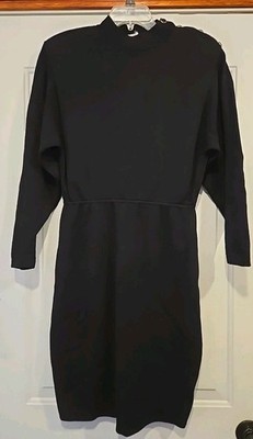 Vintage St John Santana Knit Dress Long Sleeve Black Size 10
