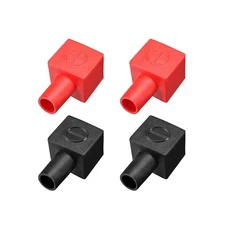 Battery Terminal Insulating Rubber Protector Covers 7mmx14mmRed Black 2 Pairs