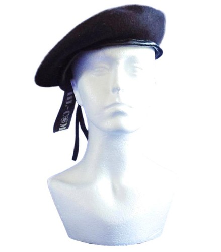 BLACK MILITARY STYLE BERET SIZE 60cm, 7-1/2, XL