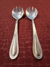 NORMAN Tiffany & Co. Silverplate 2 Ice Cream Forks 1903 Tulip Monogram        bw