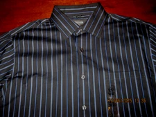 NWT Kenneth Cole Reaction REG Fit Stripe Dress Shirt L 16.5 36/37  BLUE /Gray