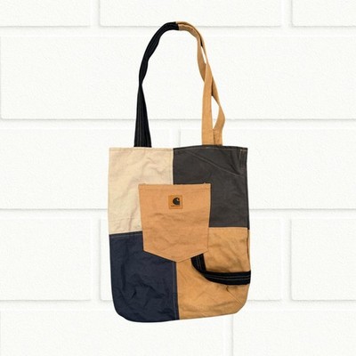Carhartt Rework Colourblock Tote Bag Canvas Schulter Vintage Retro Streetwear