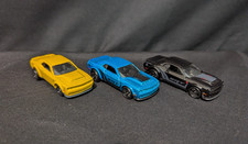 HOT WHEELS PACK OF 3 '18 DODGE CHALLENGER SRT DEMON MODELS. YELLOW. BLUE. BLACK.