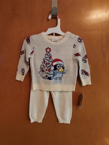 Kleinkind Weihnachten Pullover Hose Set Bluey Tree Weihnachtsmütze Zuckerstange Baby Säugling - Bild 1 von 5