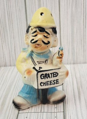 Grated Cheese Shaker Dispenser Music Man with Monkey Vintage Kitchen Tools