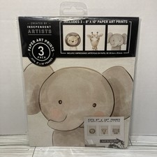 Nursery Wall Art Animal Prints Set of 3 Elephant Giraffe Lion 8x10 New