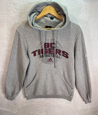 Adidas BC Tigers Basketball Hoodie Mens Small Grey Graphic Pullover Sweatshirt