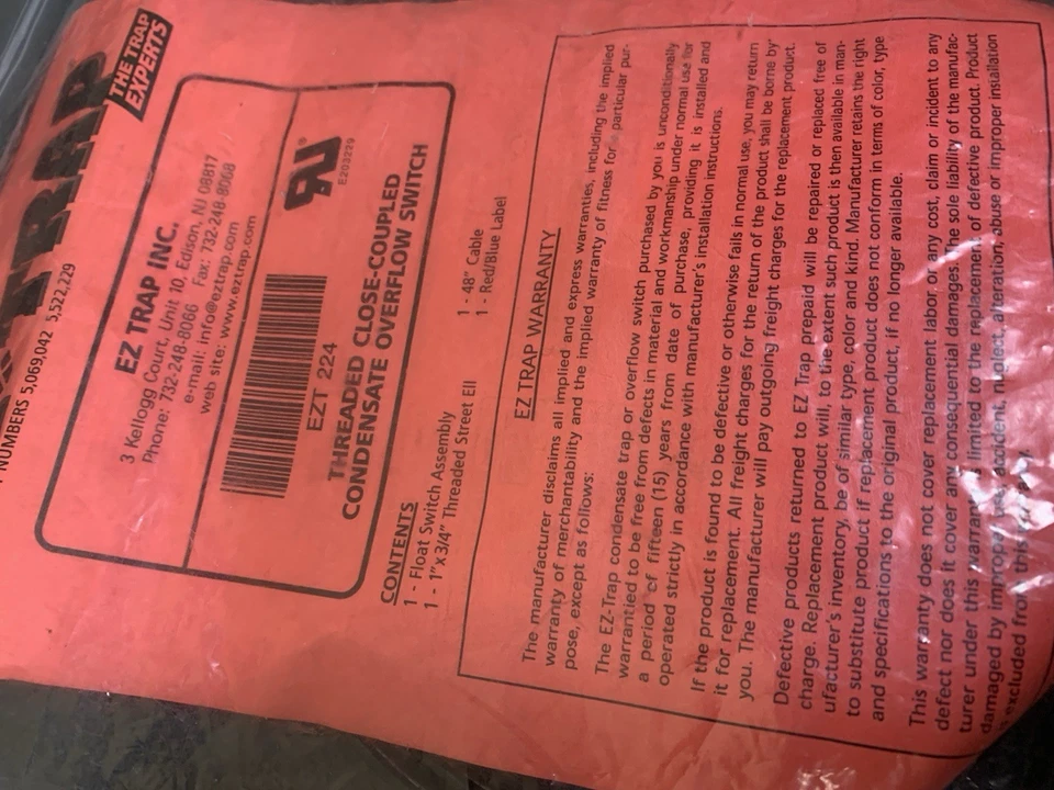 Interruptor de desbordamiento roscado compacto Rectorseal EZ Trap EZT224 - 83224 - 3/4" 83224 Foto 4 de 4