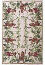 4.0 x 6.0 Monkey Garden Handmade Needle Point Tapestry Rug #F-6909