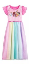 Disney Girls' Fantasy Nightgown Princess Dress Pajama, Rainbow - Princesses,...