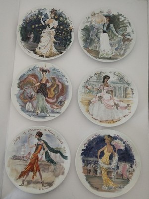 Les Femmes De Siecle By D'Arceau-Limoges 6 Vintage Plates Decoratives