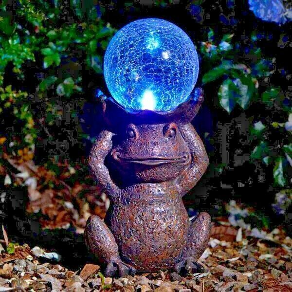 Magic Garden Frog with Crystal Ball Solar Power Toad Pond Light | eBay