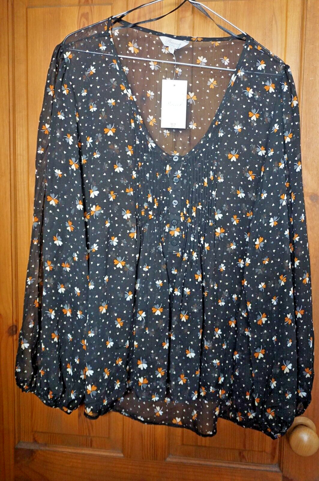 Black sheer ditsy floaty ethnic hippie boho gypsy folk pin tuck peasant top 18