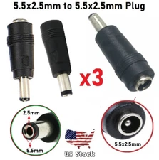 x3 Copper DC Power Connector 5.5mmx2.5mm Female to 5.5mmx2.5mm Male Adapter (C)