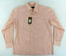 NWT Lero Casual Button Down Shirt 17 Sz. XXL Pink Micro Striped 44cm Spread
