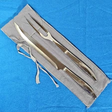 Oneida Twin Star Meat Carving Knife & Fork Set Imperial Stainless Atomic MCM