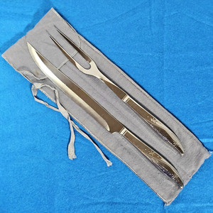 Oneida Twin Star Meat Carving Knife & Fork Set Imperial Stainless Atomic MCM