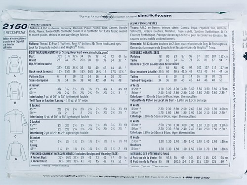 Simplicity Pattern 2150 | Misses Jackets in 3 Styles | Sizes 6-14 & 14-22 UNCUT - Picture 2 of 2