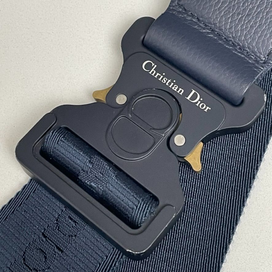 CHRISTIAN DIOR x SHAWN STUSSY 2020 Men's Blue Logo Grained Leather