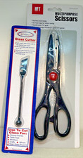 Glass Cutter Score 5" w ball end  Multipurpose Scissors 8" Craft Bundle NEW LOT