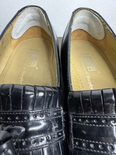 Johnston & Murphy 7 Black Leather Dress Shoe Wing Tip Brogue Tassel - Picture 3 of 12