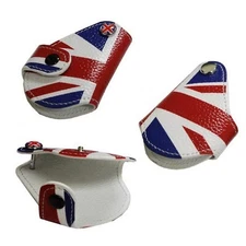 iJDMTOY Red Blue Union Jack UK Flag Style Key Fob Cover Holder Compatible wit...