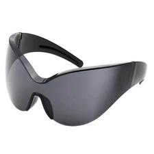 Futuristic Oversized Tinted Unisex Sunglasses - Wrap Around Shield Sun Glasses