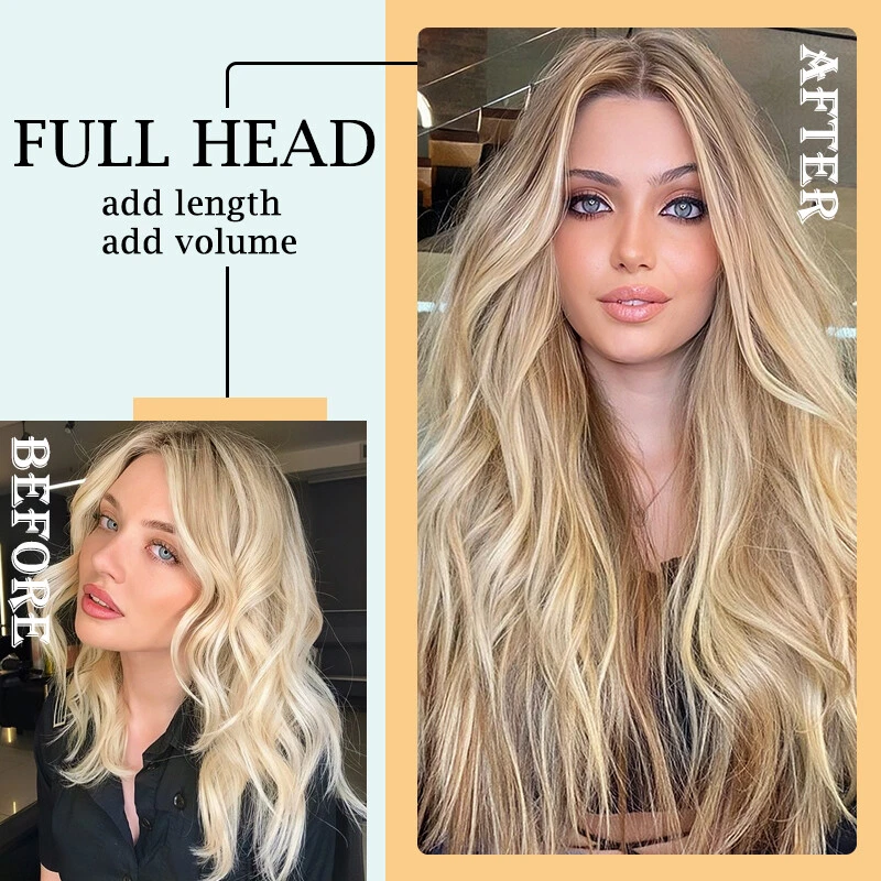 Extensiones de cabello con clip 100 % natural 8 piezas cabeza completa como cabello humano 17-26 pulgadas Foto 3 de 4